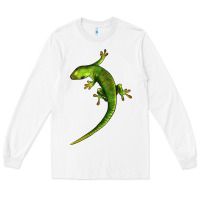 White Green Lizard Illustrations Long Sleeve Tee - LillyAllenDesigns
