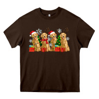 Golden Dogs With Christmas Heavy Core Tee | Teevron