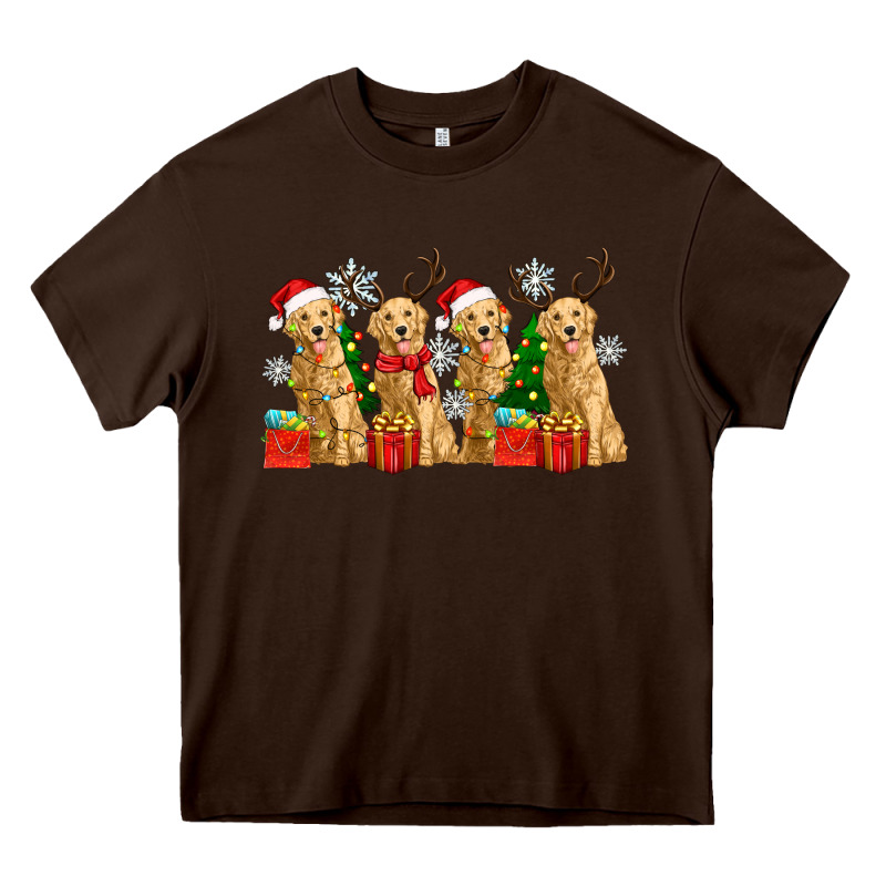 Golden Dogs With Christmas Heavy Core Tee by Zillion Design Studio | Teevron