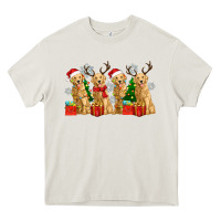 Cream golden dogs with christmas Heavy Core Tee - Zillion Design Studio