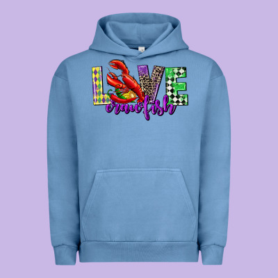 Love Crawfish Mardi Gras Urban Hoodie Designed By Cowgirlartshop