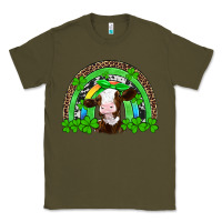 Army Green st patricks cow rainbow Classic Tee - Artiststas