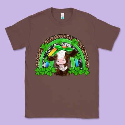 St Patricks Cow Rainbow Classic Tee Designed By Artiststas