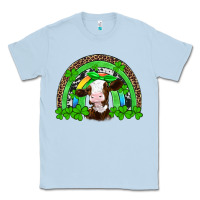 Dusty Blue st patricks cow rainbow Classic Tee - Artiststas