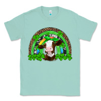 Seafoam st patricks cow rainbow Classic Tee - Artiststas