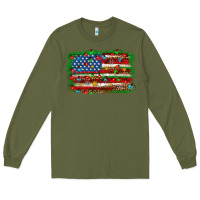 Army Green Christmas american flag Long Sleeve Tee - NancyCooperArtShop
