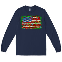 Navy Christmas american flag Long Sleeve Tee - NancyCooperArtShop