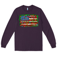 Plum Christmas american flag Long Sleeve Tee - NancyCooperArtShop