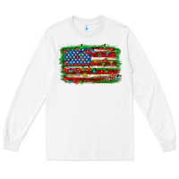 White Christmas american flag Long Sleeve Tee - NancyCooperArtShop