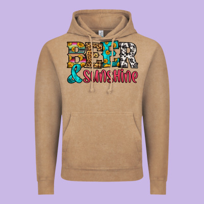 Beer And Sunshine Vintage Hoodie Designed By Hra Design Shop