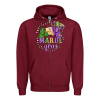 Burgundy mardi gras game Zipper Hoodie - MaliasSmallBusiness