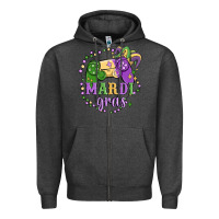 Charcoal Heather mardi gras game Zipper Hoodie - MaliasSmallBusiness