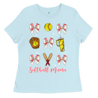 Baby Blue softball coquette bow Ladies Tee - JahusDesignShop