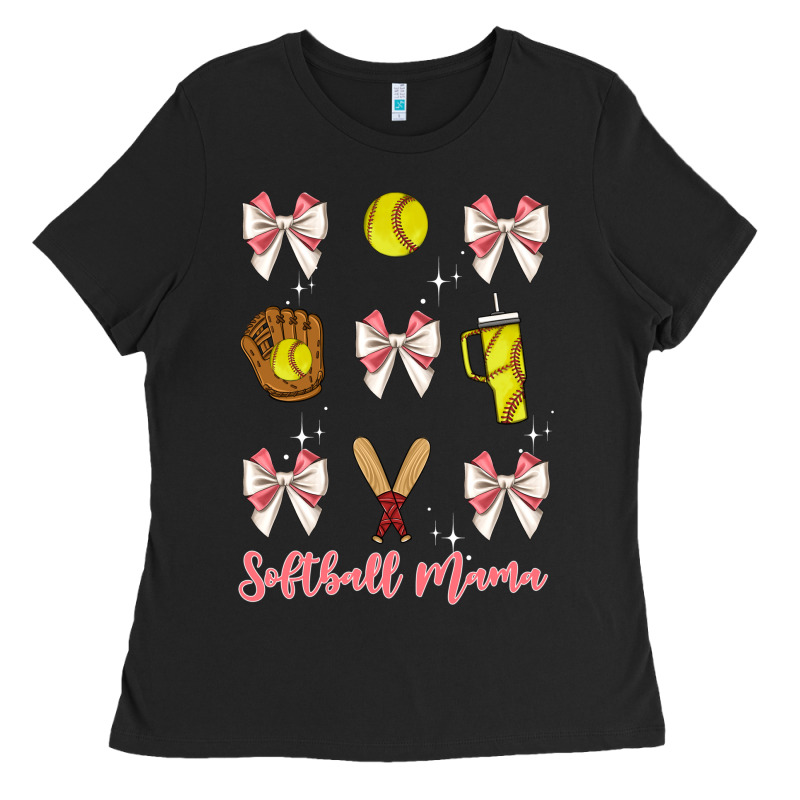 Softball Coquette Bow Ladies Tee by JahusDesignShop | Teevron