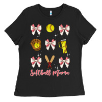 Black softball coquette bow Ladies Tee - JahusDesignShop
