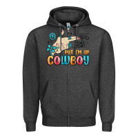 Charcoal Heather western turquoise put em up cowboy Zipper Hoodie - MaliasSmallBusiness