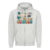 Dove Grey western turquoise put em up cowboy Zipper Hoodie - MaliasSmallBusiness