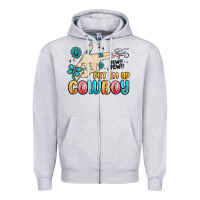 Heather Grey western turquoise put em up cowboy Zipper Hoodie - MaliasSmallBusiness