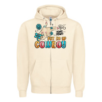 Sandshell western turquoise put em up cowboy Zipper Hoodie - MaliasSmallBusiness