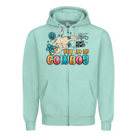 Seafoam western turquoise put em up cowboy Zipper Hoodie - MaliasSmallBusiness