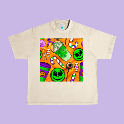 Halloween Snacks Seamless Pattern Urban Heavy Tee Designed By Bundleandbundleshop