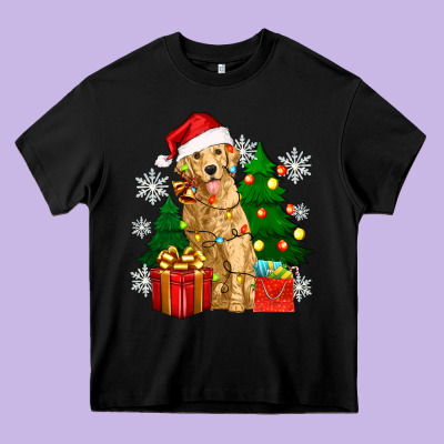 Christmas Golden Dog Heavy Core Tee Designed By Zillion Design Studio