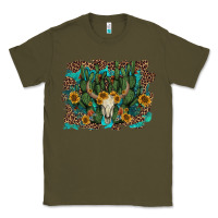 Army Green leopard bull skull cactus sunflowers Classic Tee - AdoDesignShop