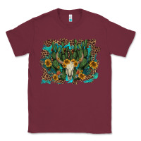 Burgundy leopard bull skull cactus sunflowers Classic Tee - AdoDesignShop