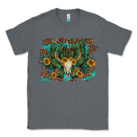 Charcoal Heather leopard bull skull cactus sunflowers Classic Tee - AdoDesignShop