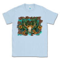Dusty Blue leopard bull skull cactus sunflowers Classic Tee - AdoDesignShop