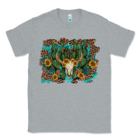 Heather Grey leopard bull skull cactus sunflowers Classic Tee - AdoDesignShop