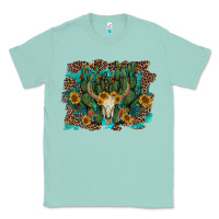 Seafoam leopard bull skull cactus sunflowers Classic Tee - AdoDesignShop