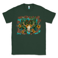 Sports Green leopard bull skull cactus sunflowers Classic Tee - AdoDesignShop