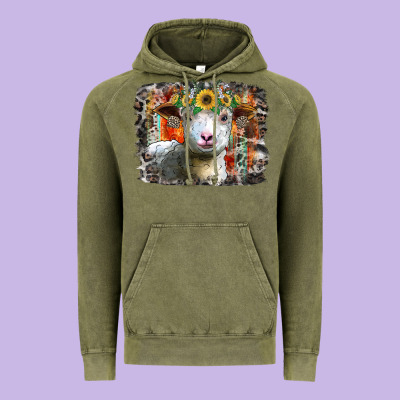 Sunflower Sheep Vintage Hoodie Designed By Racoondesign