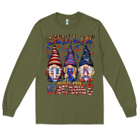 Army Green Chilling with my gnomies with usa Long Sleeve Tee - NancyCooperArtShop