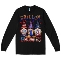Black Chilling with my gnomies with usa Long Sleeve Tee - NancyCooperArtShop