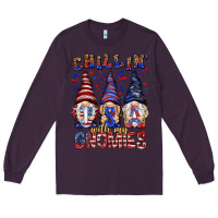 Plum Chilling with my gnomies with usa Long Sleeve Tee - NancyCooperArtShop