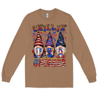 Toasted Coconut Chilling with my gnomies with usa Long Sleeve Tee - NancyCooperArtShop