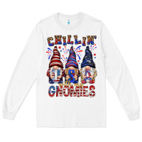 White Chilling with my gnomies with usa Long Sleeve Tee - NancyCooperArtShop