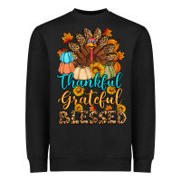 Black thankful grateful blessed turkey Heavyweight Sweatshirt - Artiststas