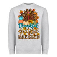 Heather Grey thankful grateful blessed turkey Heavyweight Sweatshirt - Artiststas