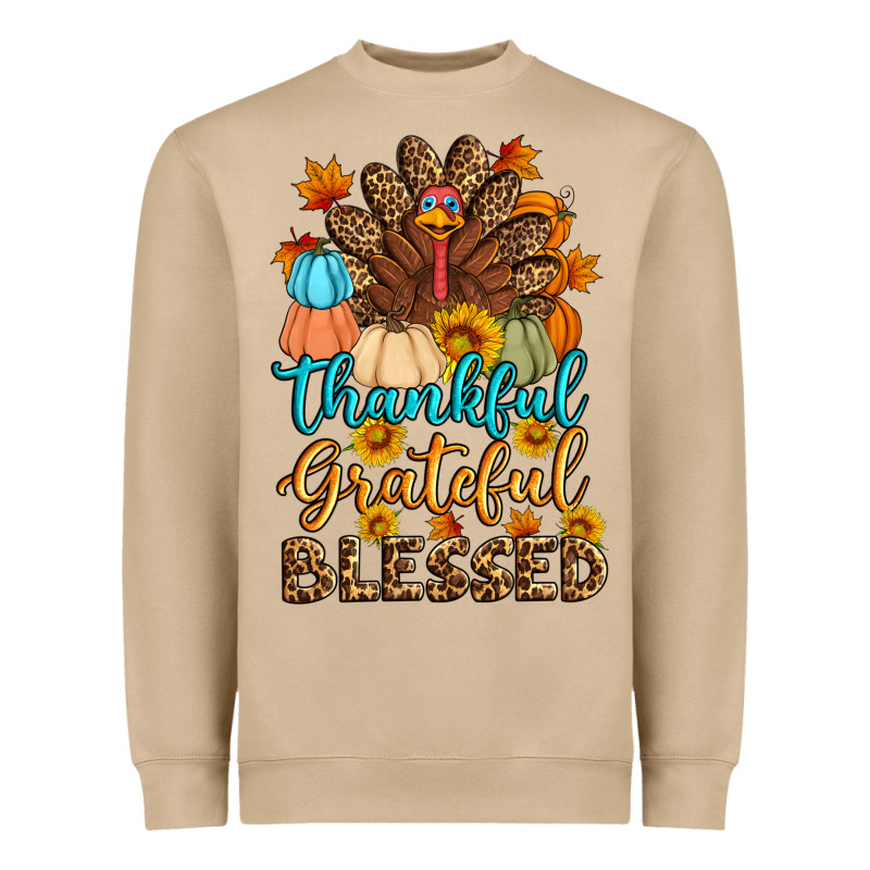 Thankful Grateful Blessed Turkey Heavyweight Sweatshirt by Artiststas | Teevron