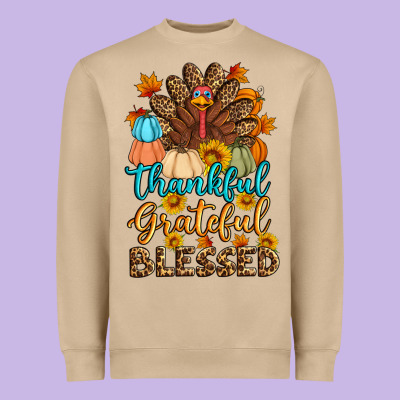 Thankful Grateful Blessed Turkey Heavyweight Sweatshirt Designed By Artiststas