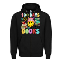 Black 100 days in the books Zipper Hoodie - MaliasSmallBusiness