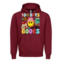 Burgundy 100 days in the books Zipper Hoodie - MaliasSmallBusiness