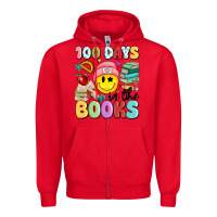 Red 100 days in the books Zipper Hoodie - MaliasSmallBusiness