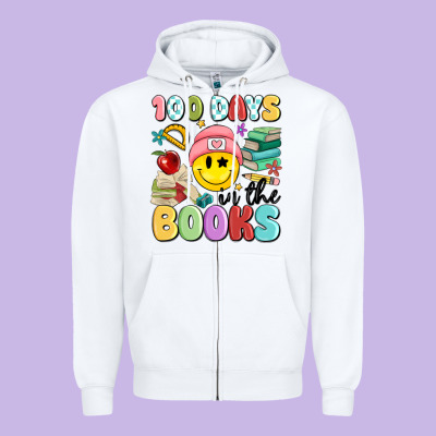 100 Days In The Books Zipper Hoodie Designed By Maliassmallbusiness