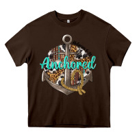Chocolate Brown anchored hebrews 6 19 Heavy Core Tee - texasbilliewilder