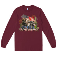Burgundy chill the fourth out cows 4th july america Long Sleeve Tee - NancyCooperArtShop