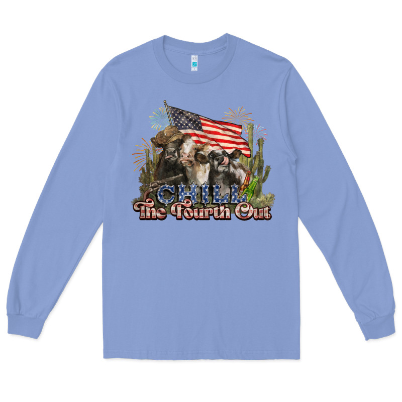 Chill The Fourth Out Cows 4th July America Long Sleeve Tee by NancyCooperArtShop | Teevron